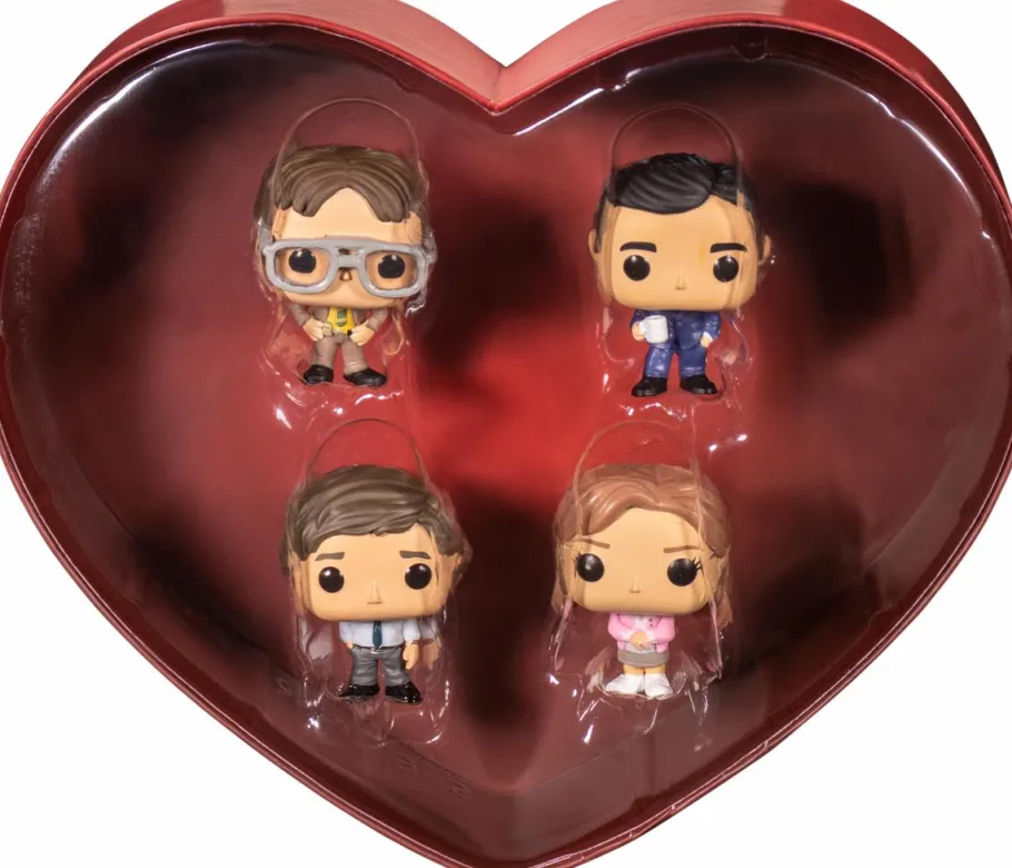 Designer Vinyl>The Office - Jim, Dwight, Pam & Michael Valentine’s Day Heart-Shaped Box Pocket Pop! Vinyl Figure 4-Pack